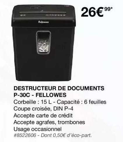 Destructeur De Documents P-30c - Fellowes