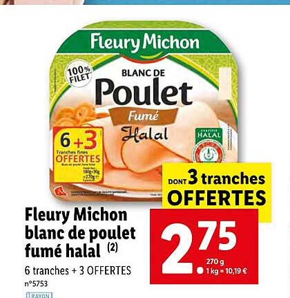 fleury michon blanc de poulet fumé halal