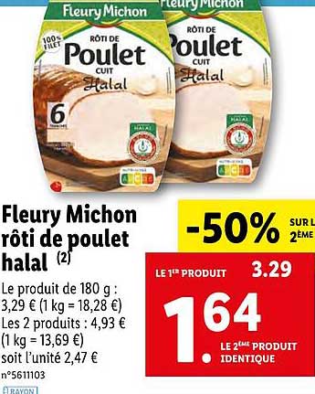 fleury michon rôti de poulet halal