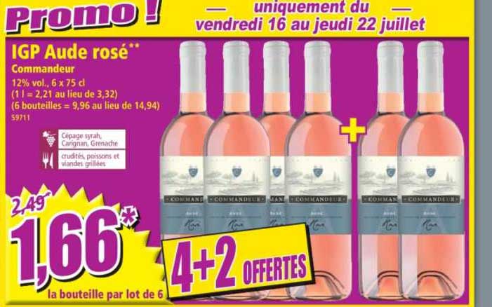 Igp Aude Rosé Commandeur 4+2 Offertes