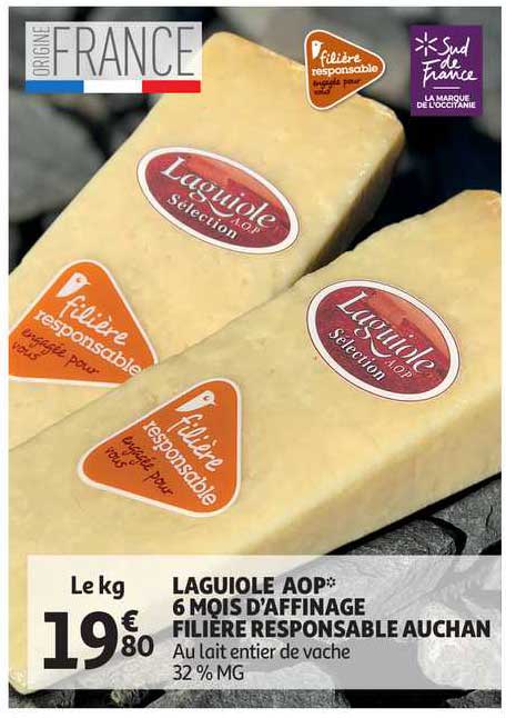 laguiole aop 6 mois d'affinage filière responsable auchan