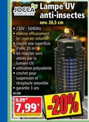 lampe uv anti-insectes jocca