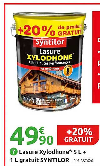 Lasure Xylodhone 5 L + 1 L Gratuit Syntilor
