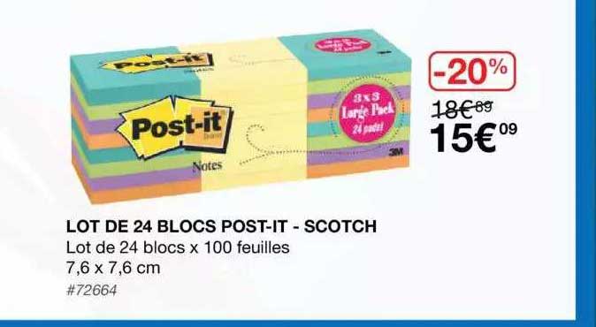 lot de 24 blocs post-it - scotch