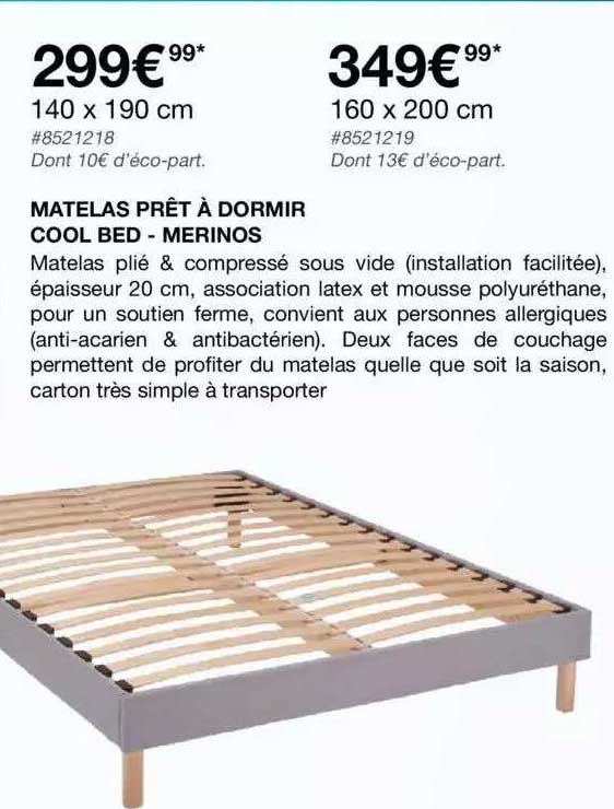 matelas prêt à dormir cool bed - merinos