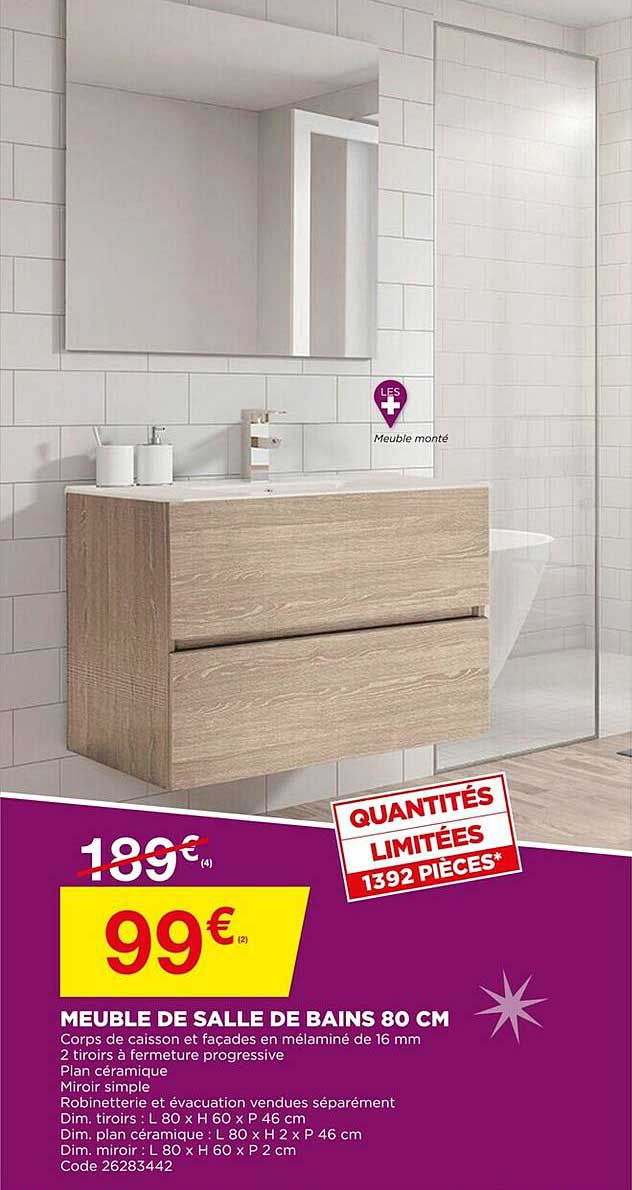 Meuble De Salle De Bains 80 Cm