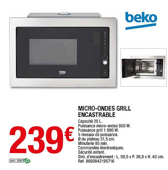 micro-ondes grill encastrable beko