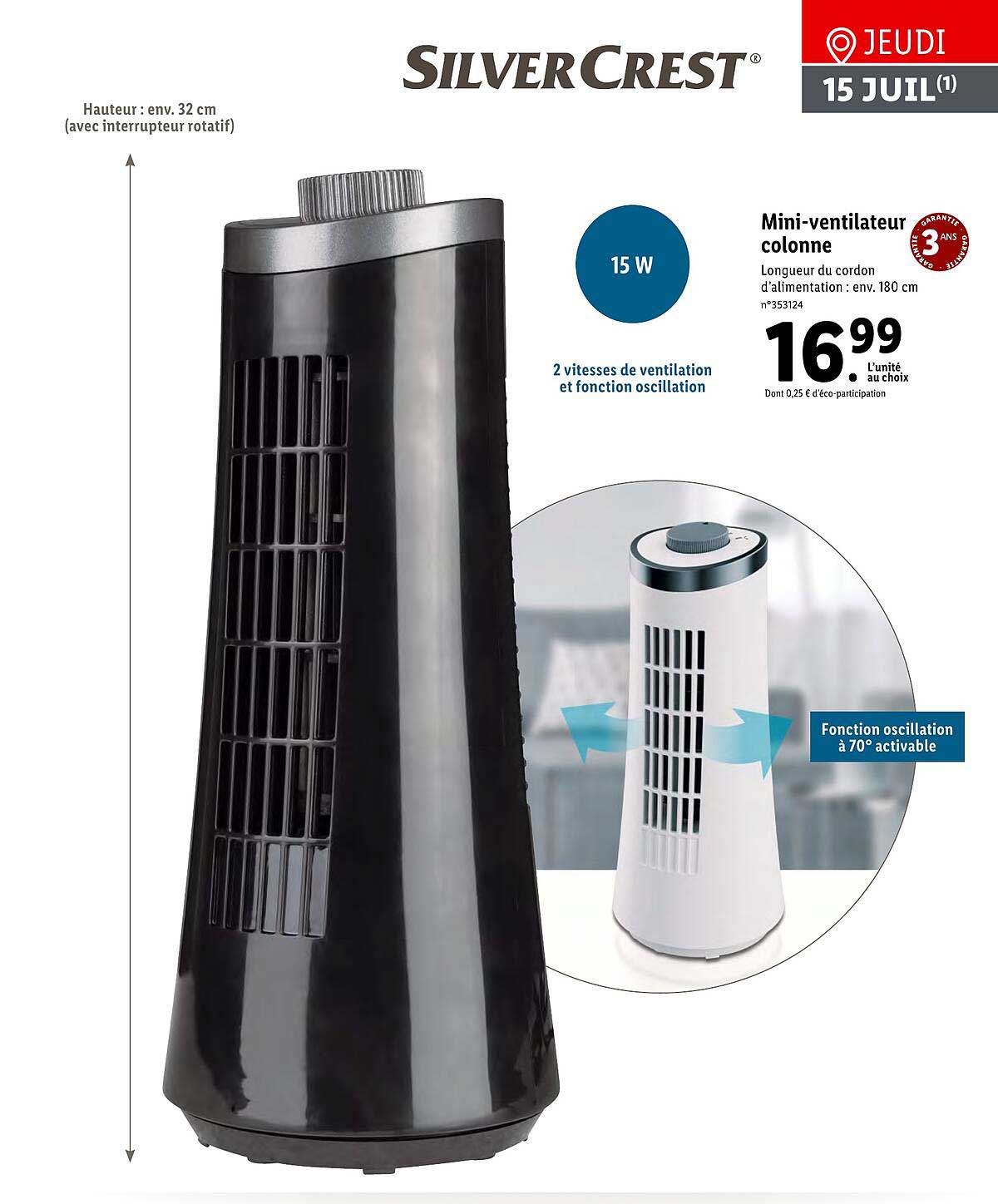 Mini-ventilateur Colonne Silver Crest