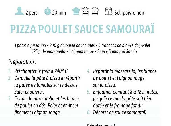 pizza poulet sauce samouraï