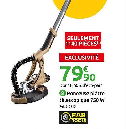 ponceuse plâtre télescopique 750 w far tools