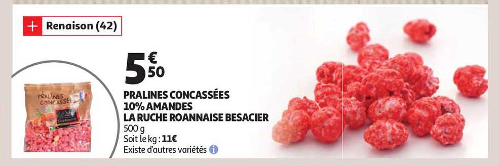 pralines concassées 10% amandes la ruche roannaise besacier