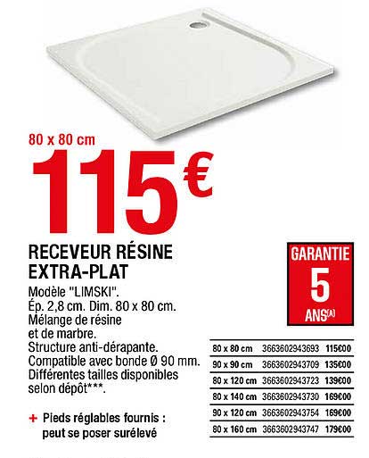 receveur résine extra-plat