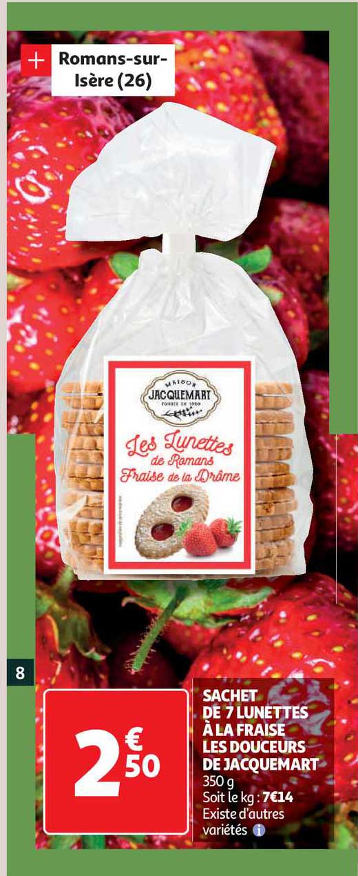 sachet de 7 lunettes à la fraise les douceurs de jacquemart
