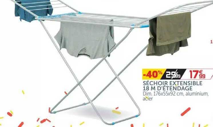séchoir extensible 18 m d'étendage