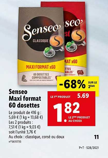 senseo maxi format 60 dosettes