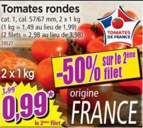Tomates Rondes -50% Sur La 2ème Filet