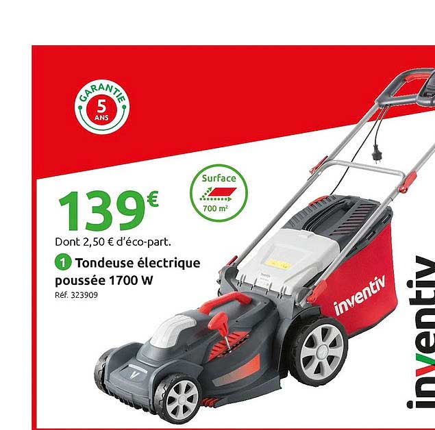 tondeuse électrique poussée 1700 w inventiv