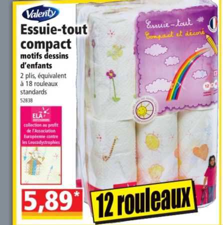 valenty essuie-tout compact motifs dessins d'enfants