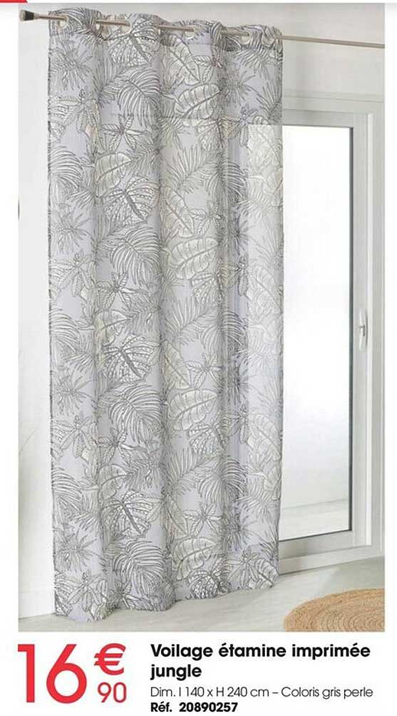 voilage étamine imprimée jungle