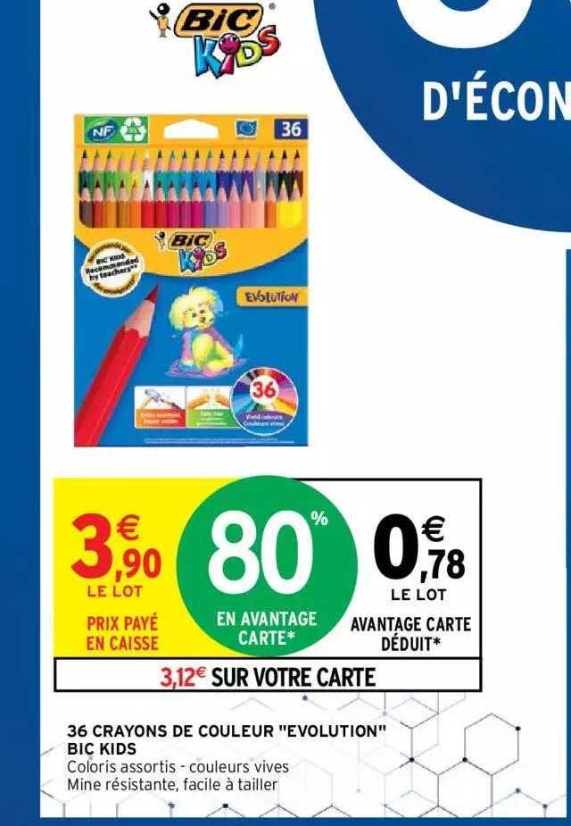 36 Crayons De Couleur "evolution" Bic Kids
