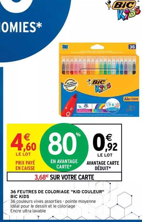 36 feutres de coloriage "kid couleur" bic kids