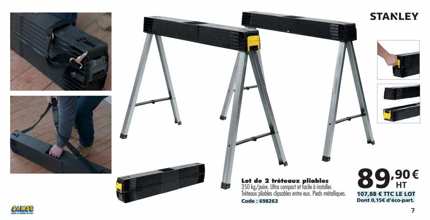 lot de 2 tréteaux pliables stanley