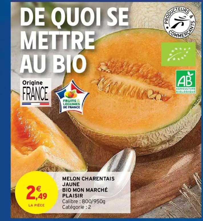 melon charentais jaune bio mon marché plaisir