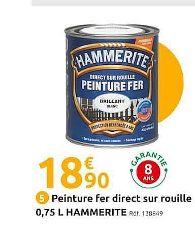 peinture fer direct sur rouille 0,75l hammerite
