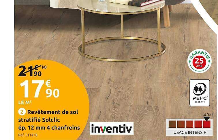 revêtements de sol stratifié solclic ép. 12 mm 4 chanfreins inventiv
