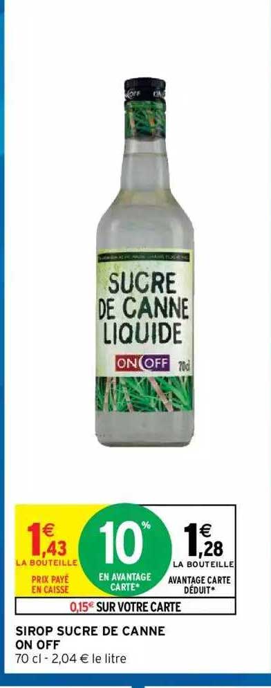sirop sucre de canne on off