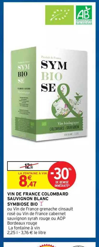 vin de france colombard sauvignon blanc symbiose bio