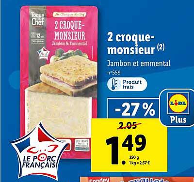 2 croque-monsieur toque du chef