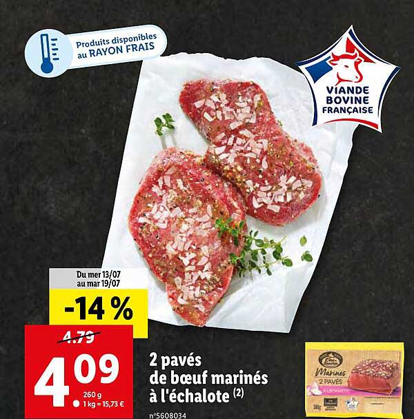 2 pavés de boeuf marinés à l'échalote