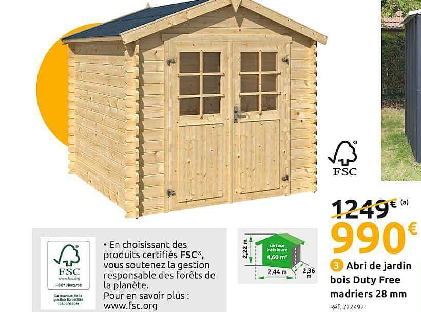 abri de jardin bois duty free madriers 28 mm