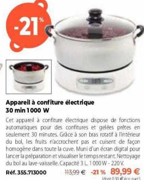 appareil à confiture électrique 30 min 1000 w