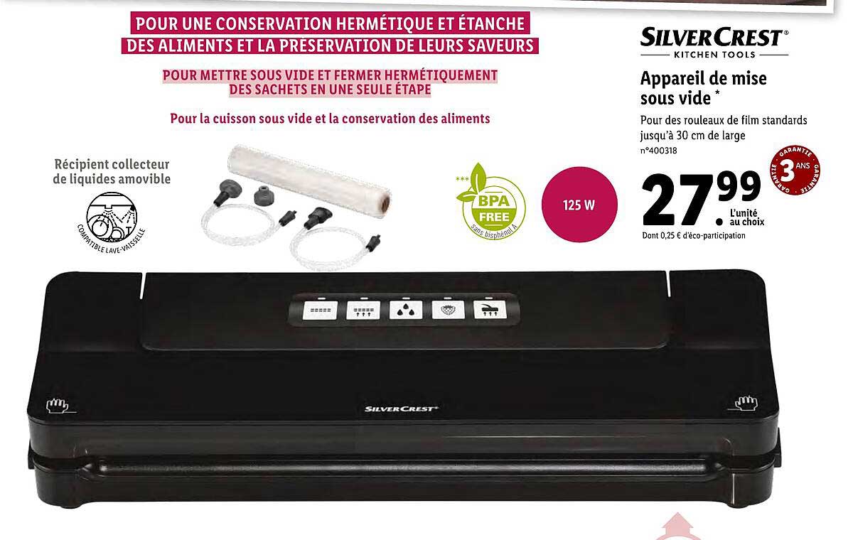 appareil de mise sous vide silver crest