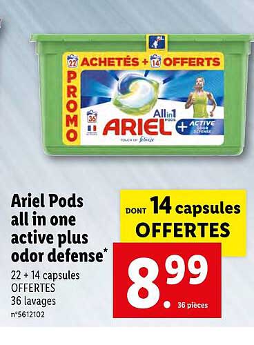 ariel pods all in one active plus odor defense