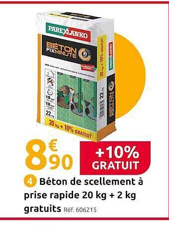 béton de scellement à prise rapide 20 kg + 2 kg gratuits parexlanko