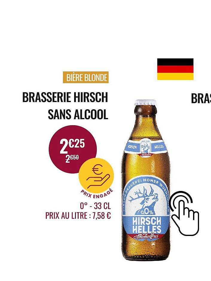 bière blonde brasserie hirsch sans alcool