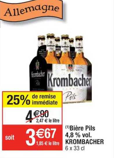 bière pils 4,8% vol. krombacher