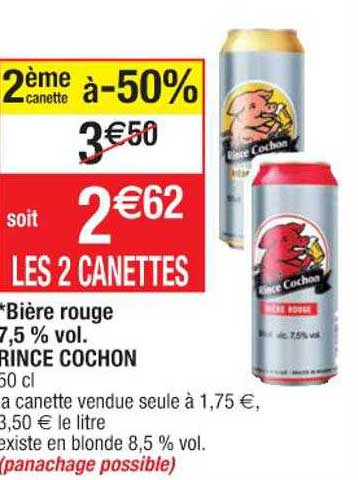 bière rouge 7,5% vol. prince cochon