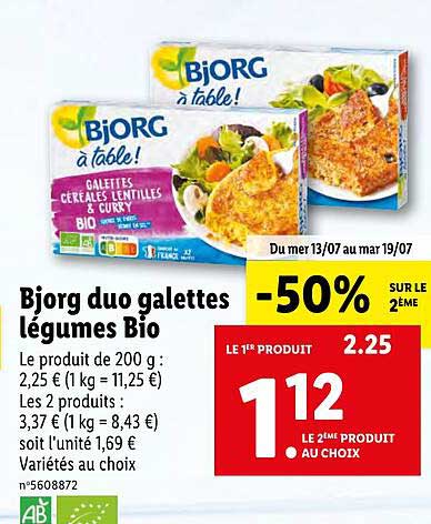 Bjorg Duo Galettes Légumes Bio