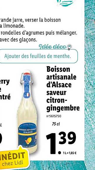 boisson artisanale d'alsace saveur citron-gingembre