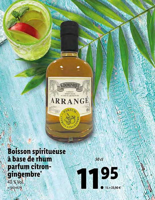 boisson spiritueuse à base de rhum parfum citron-gingembre