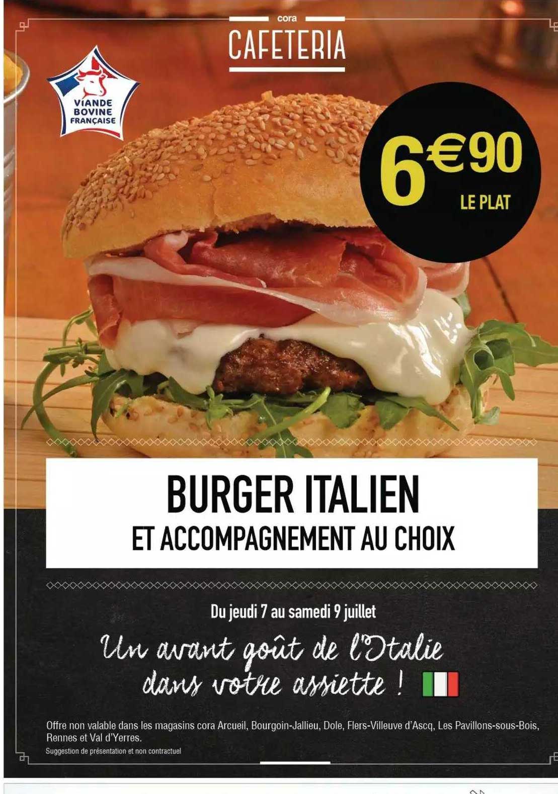 burger italien et accompagnement au choix