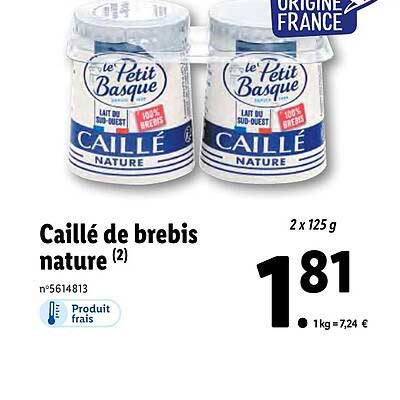 caillé de brebis nature