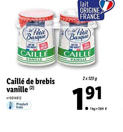 caillé de brebis vanille le petit basque