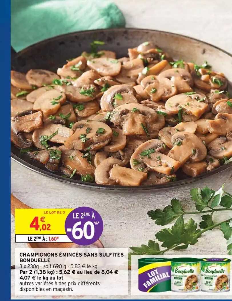champignons émincés sans sulfites bonduelle