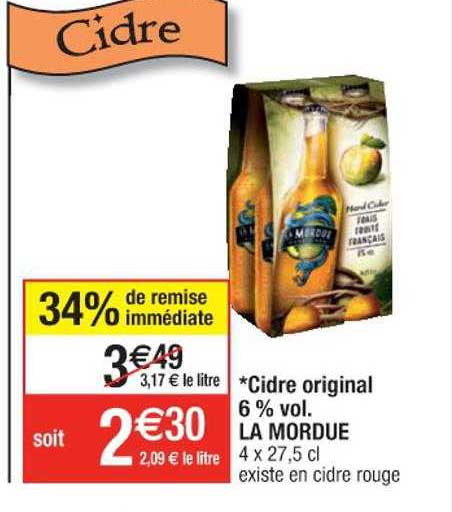 cidre original 6% vol. la mordue