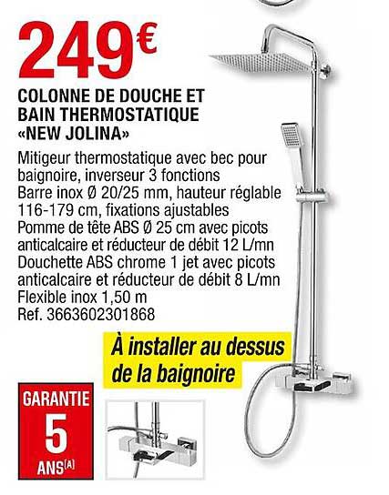 colonne de douche et bain thermostatique "new jolina"
